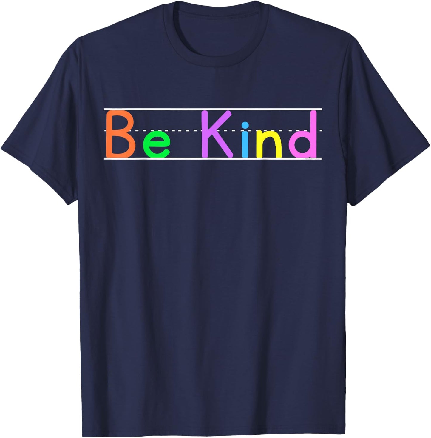 Colorful Be Kind Primary Style Boys Girls Teachers T-Shirt - T-Shirt | Navy