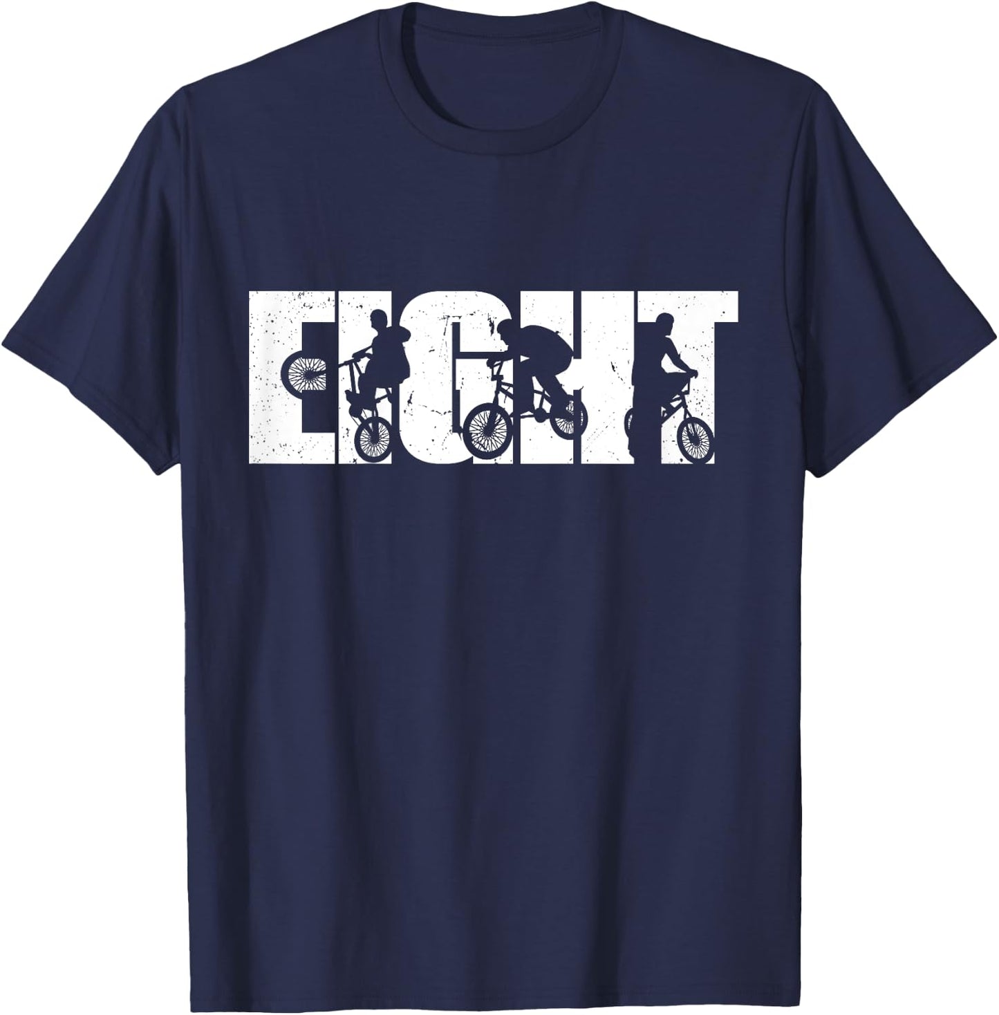Kids 8 Year Old BMX Rider Birthday Party Boys Dirt Biking 8th T-Shirt - T-Shirt | Navy