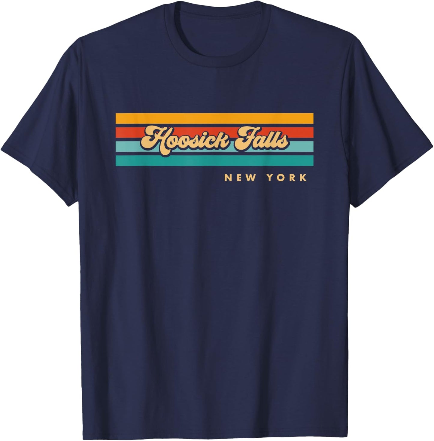 Vintage Sunset Stripes Hoosick Falls, New York T-Shirt - T-Shirt | Navy