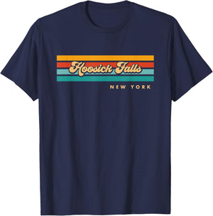 Vintage Sunset Stripes Hoosick Falls, New York T-Shirt - T-Shirt | Navy