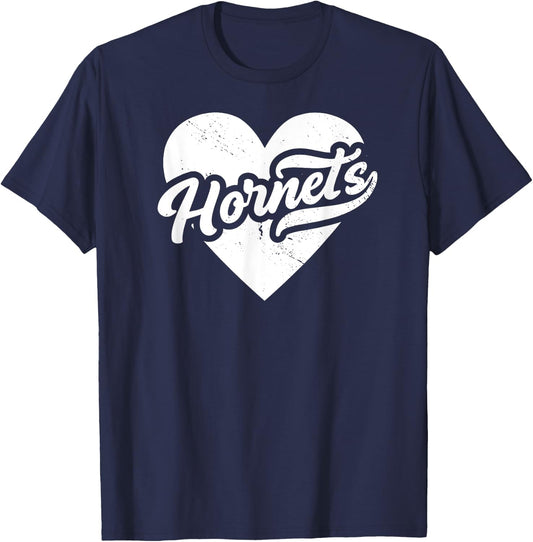 Vintage Hornets School Spirit Go Hornets Love T-Shirt - T-Shirt | Navy