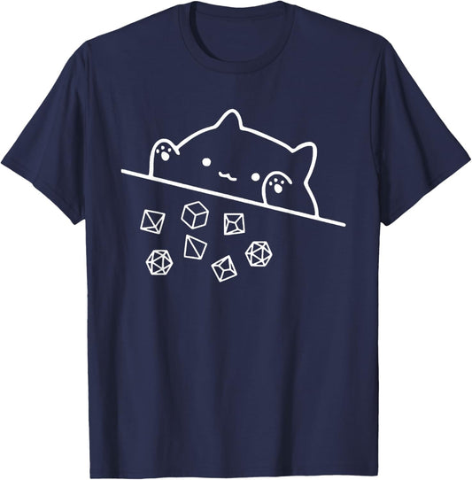 Funny Cat Throwing Dice, Cat Lover Men Women Kids T-Shirt - T-Shirt | Navy