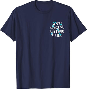 Anti social lifting club with butterflies T-Shirt - T-Shirt | Navy