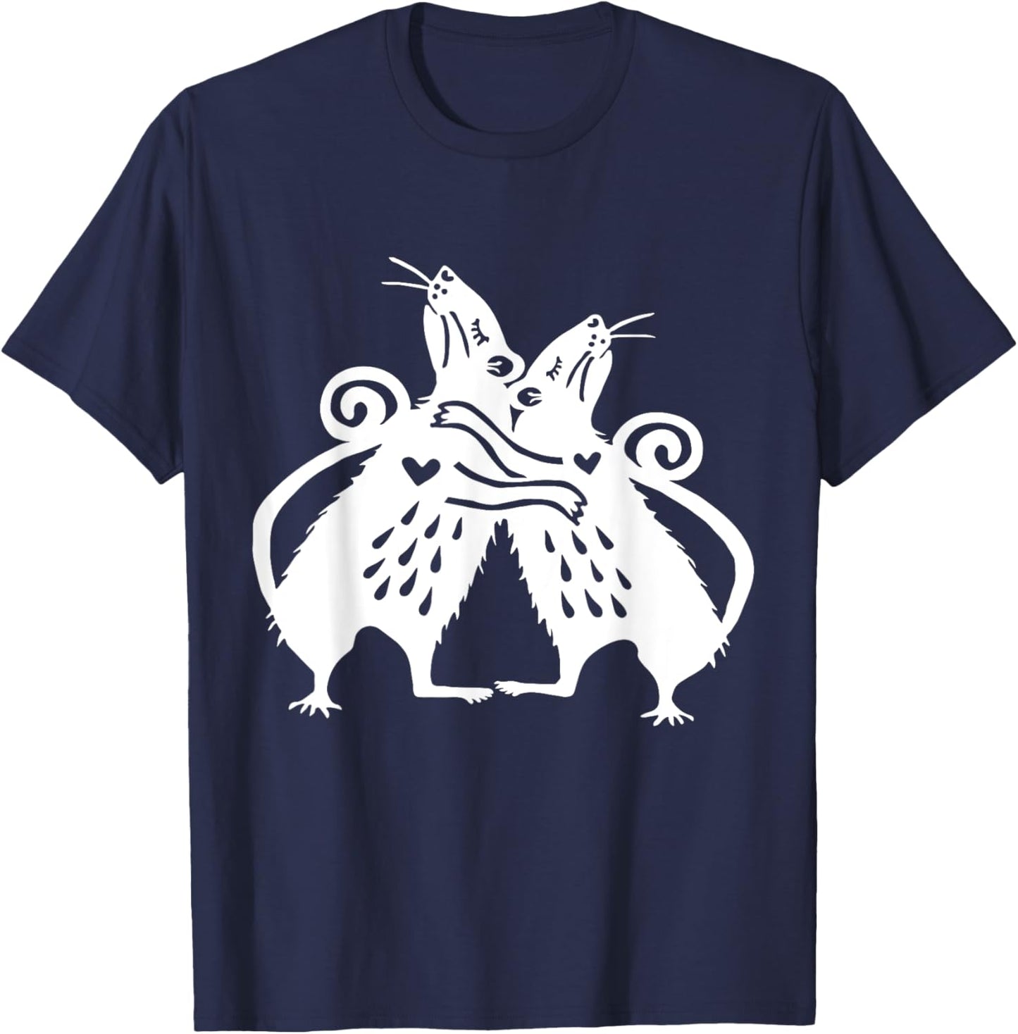 Cute Rats Hugging Rat Funny Mouse Lover Mice Kawaii Goth T-Shirt - T-Shirt | Navy