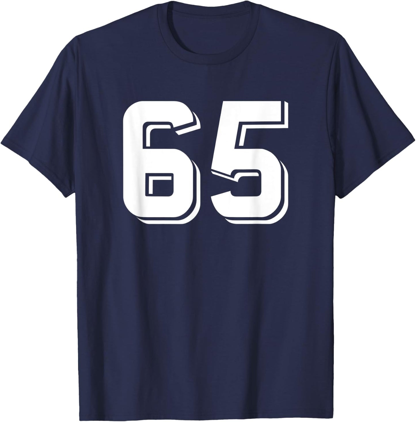 Number #65 Retro Sports Jersey Uniform White Lucky Number T-Shirt - T-Shirt | Navy