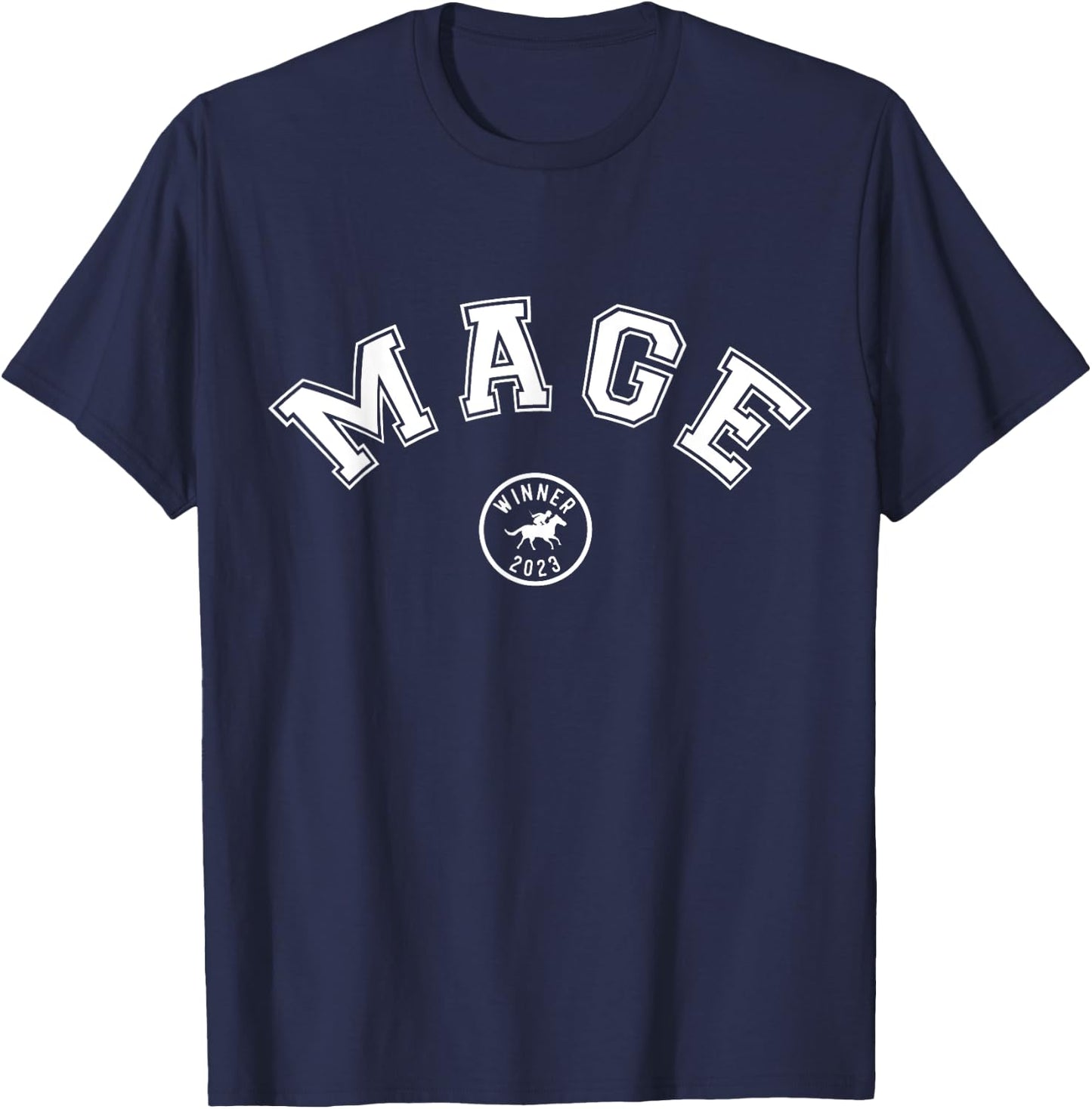 Mage 2023 Graphic Horse Racing Phrase T-Shirt - T-Shirt | Navy