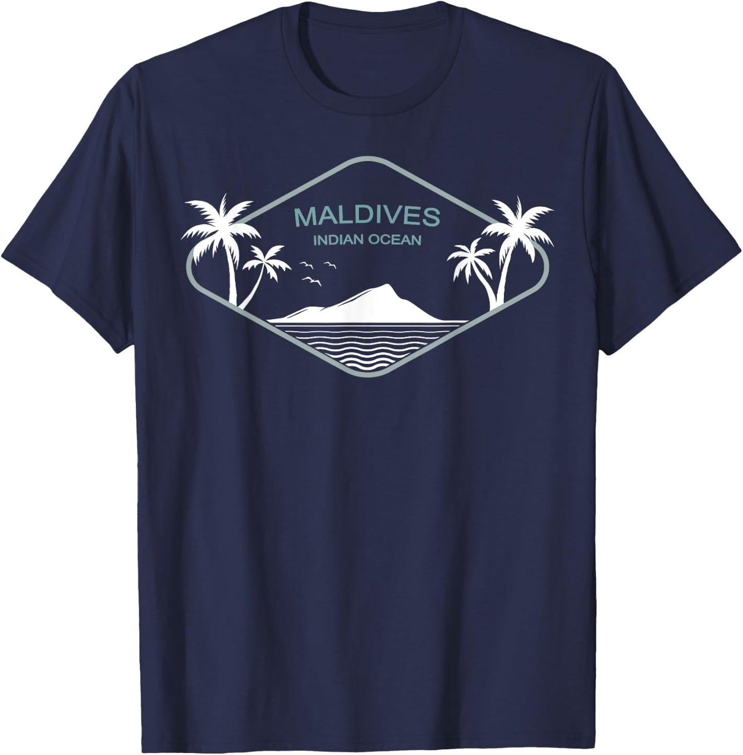 Maldives Indian Ocean Palm Trees Island Birds Gift Souvenir T-Shirt - T-Shirt | Navy