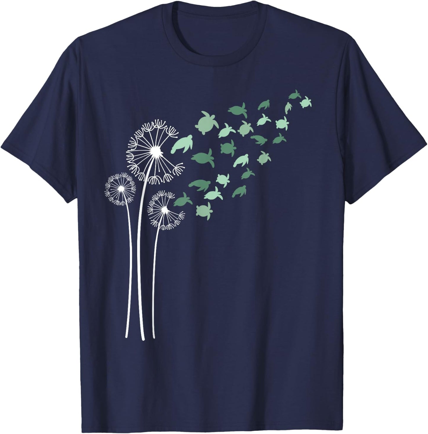 Sea Turtles Dandelion Flower For Dandelions and Turtle Lover T-Shirt - T-Shirt | Navy