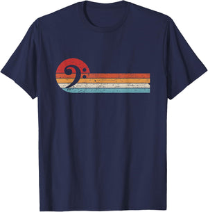 Bassist Bass Guitar Musician Retro Bass Clef T-Shirt - T-Shirt | Navy
