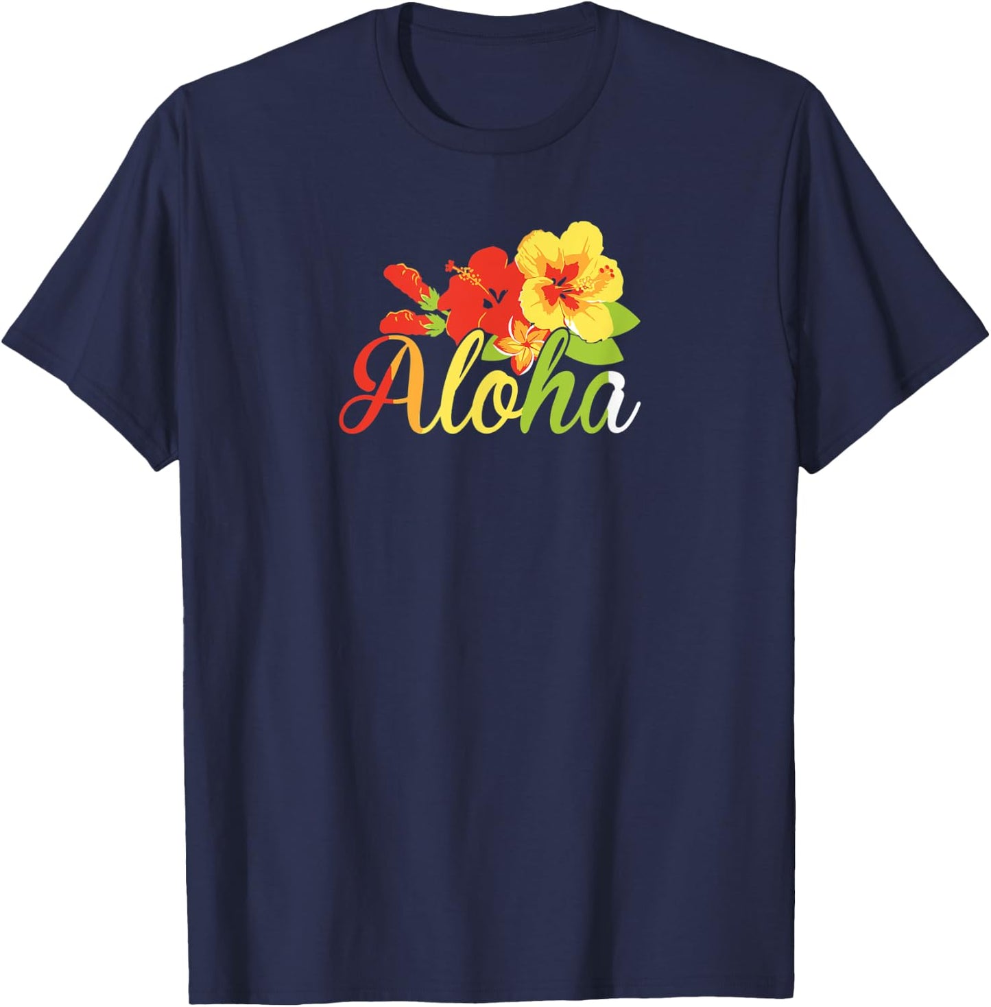 Aloha Flowers Hawaiian Funny Hawaii Beach Luau Party Women Kids T-Shirt - T-Shirt | Navy