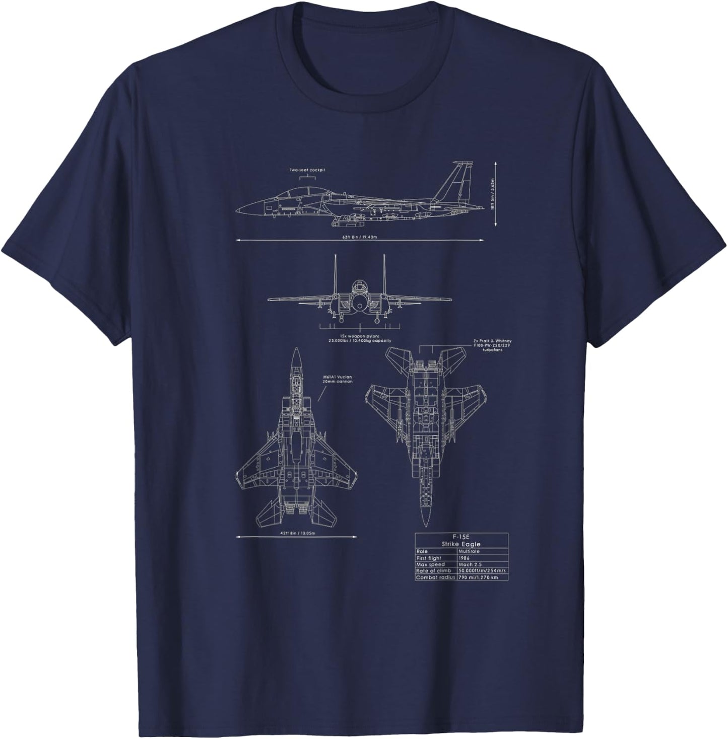 F-15E Strike Eagle Fighter Aircraft T-Shirt - T-Shirt | Navy