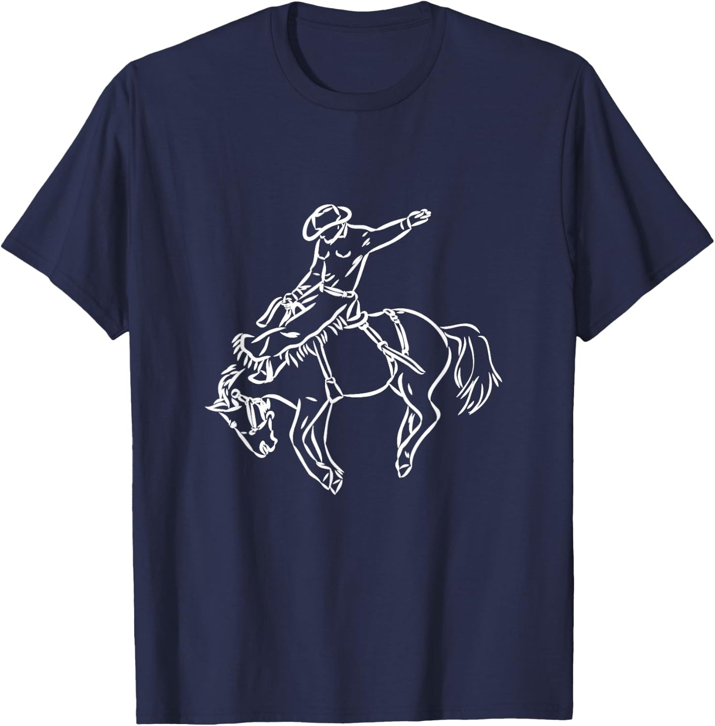 Vintage Rodeo Shirt Bucking Bronco Horse Riding Cowboy T-Shirt - T-Shirt | Navy