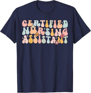 Certified Nursing Assistant Retro CNA Graduation Groovy T-Shirt - T-Shirt | Navy