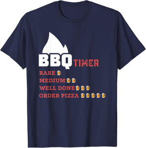 BBQ Beer Drinking Timer Funny Barbecue Pitmaster Dad T-Shirt - T-Shirt | Navy