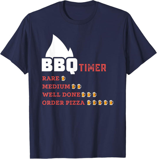 BBQ Beer Drinking Timer Funny Barbecue Pitmaster Dad T-Shirt - T-Shirt | Navy