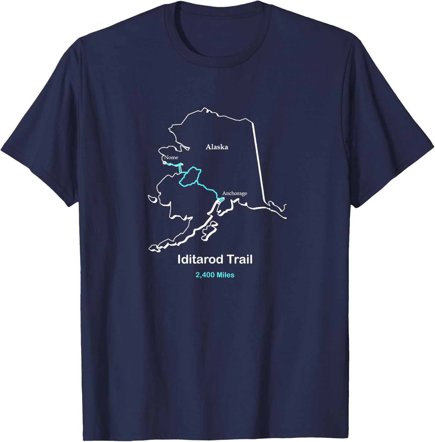Iditarod National Historic Trail Route Map T-Shirt - T-Shirt | Navy