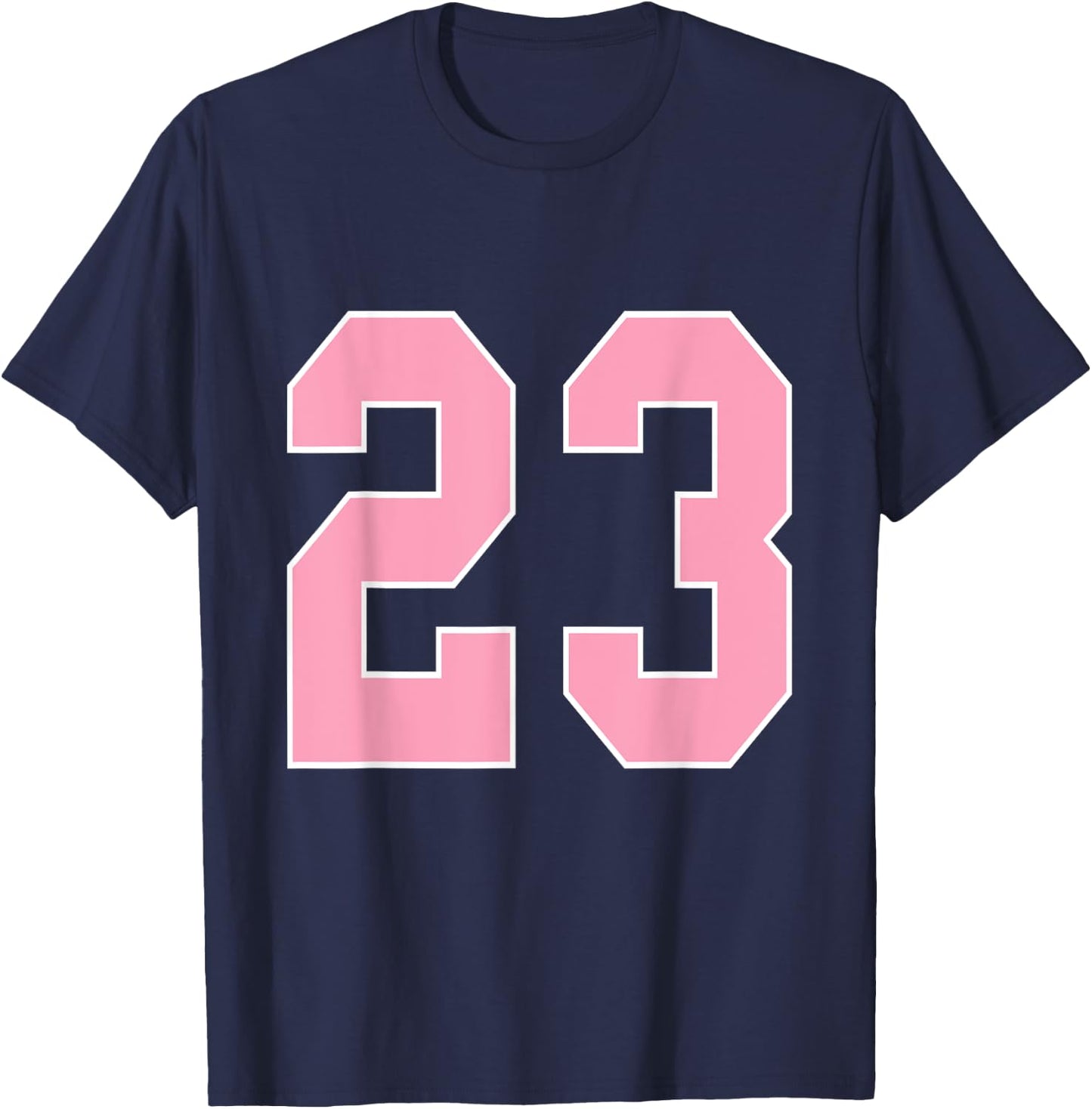 Number 23 Shirt Pink Football Basketball Breast Cancer Aware T-Shirt - T-Shirt | Navy