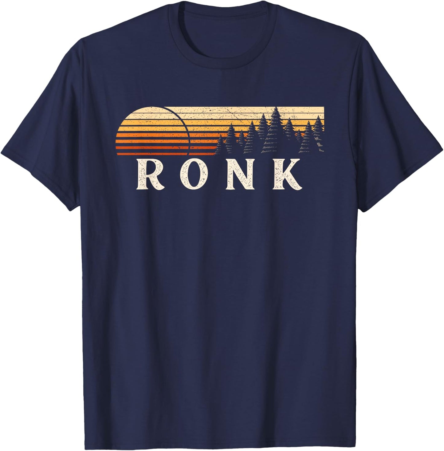 Ronk, VA Vintage Evergreen Sunset Eighties Retro T-Shirt - T-Shirt | Navy
