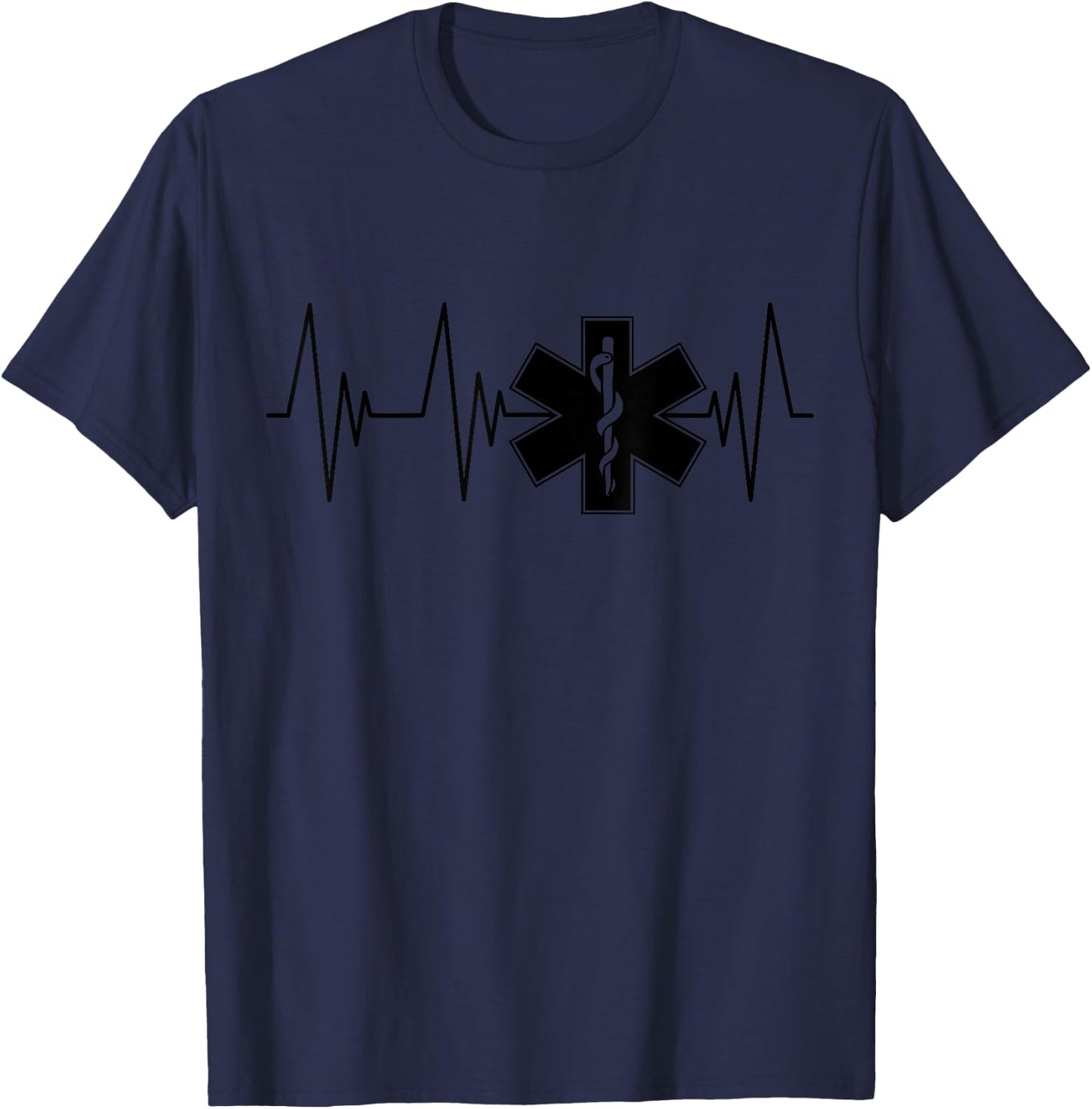 EMT Heartbeat Paramedic EMS Emergency Medical Technician T-Shirt - T-Shirt | Navy