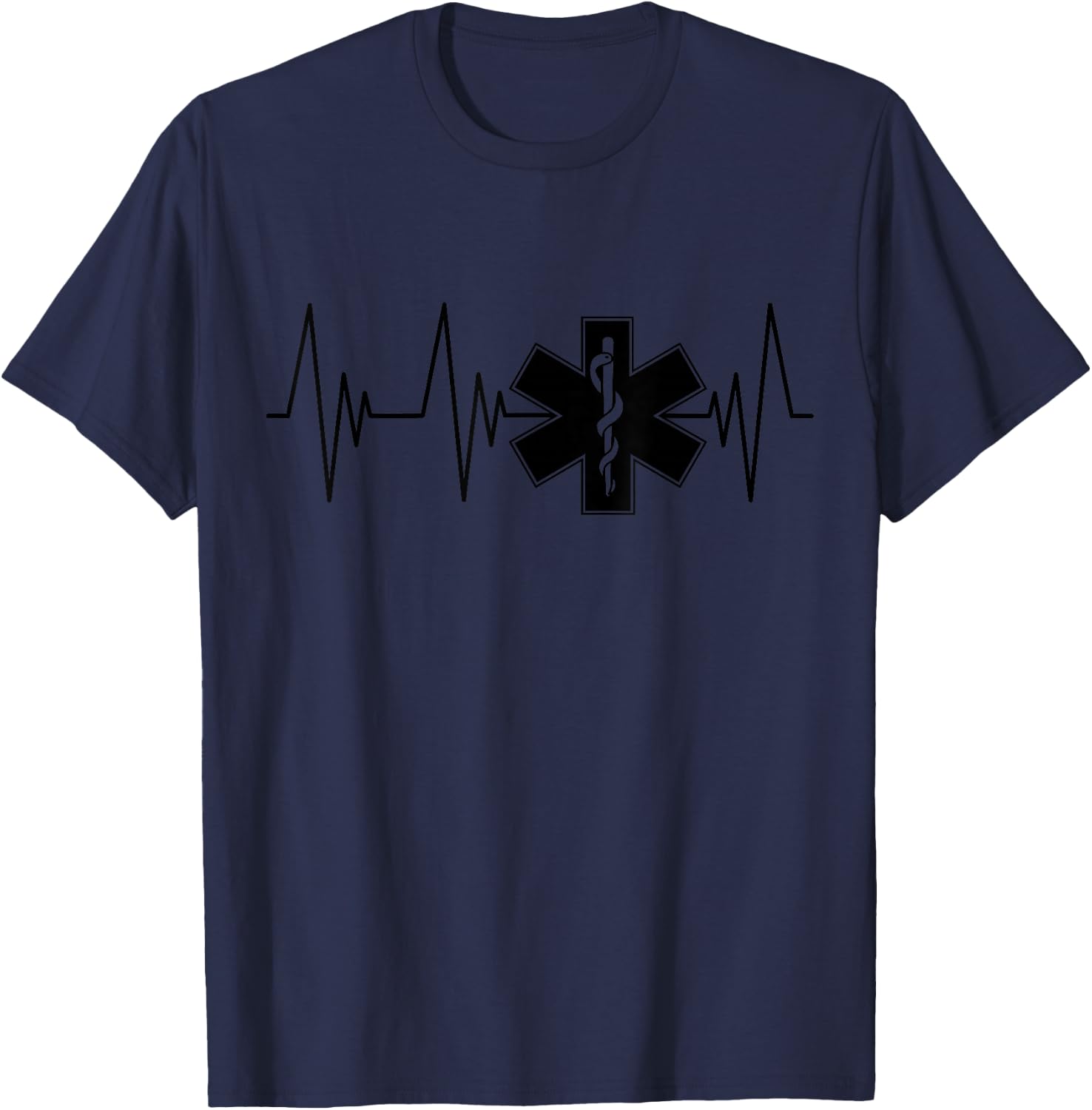 EMT Heartbeat Paramedic EMS Emergency Medical Technician T-Shirt - T-Shirt | Navy