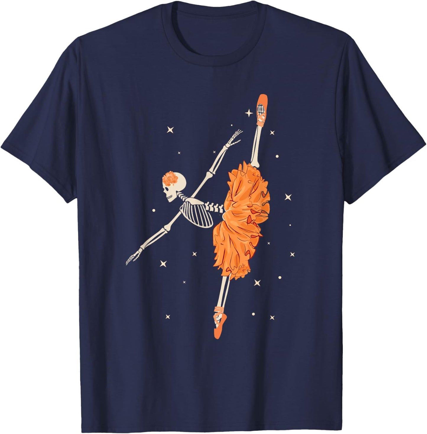 Dancing Skeleton Ballerina Ballet Dance Halloween Women Girl T-Shirt - T-Shirt | Navy