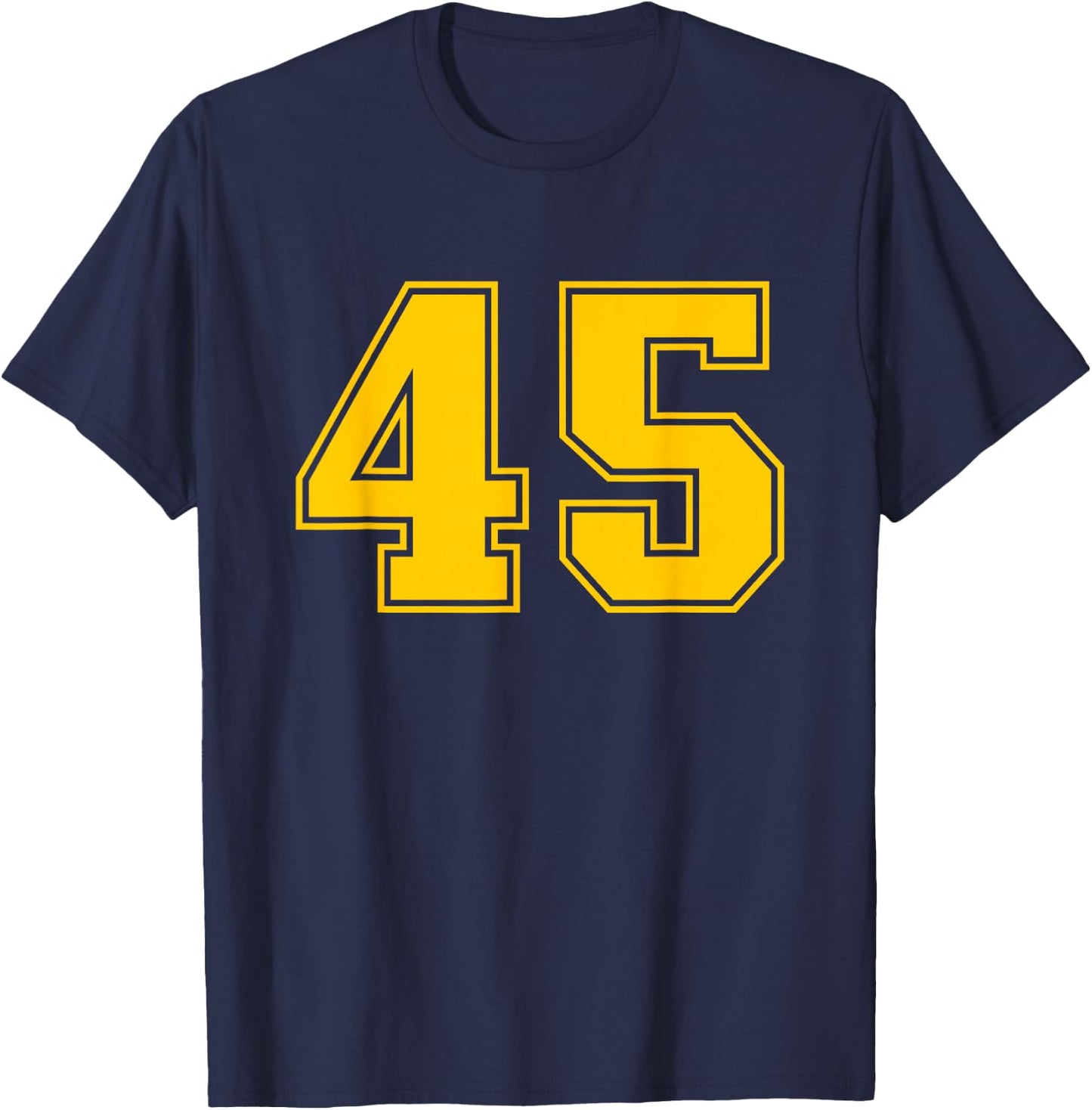 Number #45 Yellow Sport Number T-Shirt - T-Shirt | Navy
