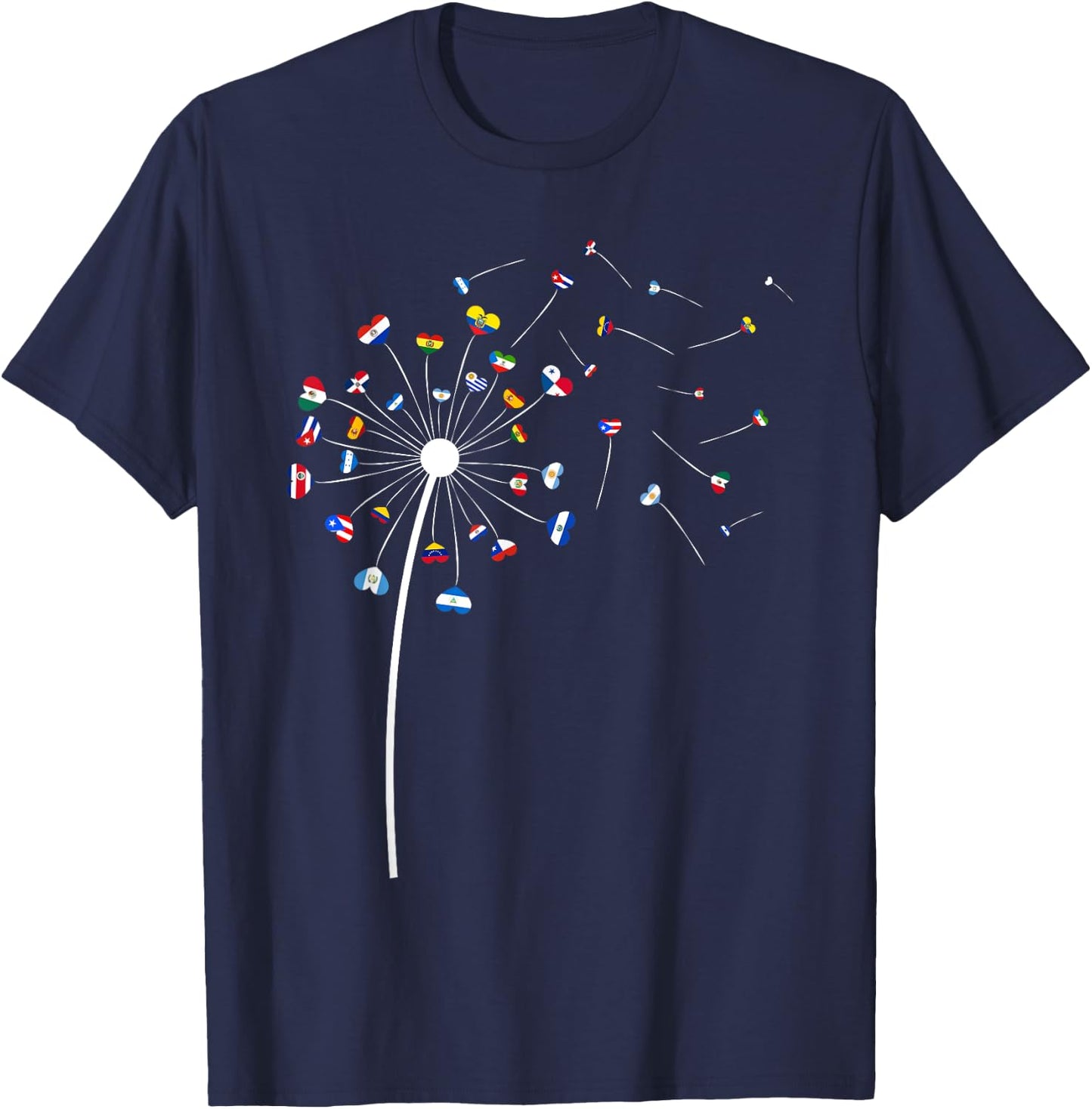 Dandelions Latina Countries Flag Hispanic Heritage Month Men T-Shirt - T-Shirt | Navy