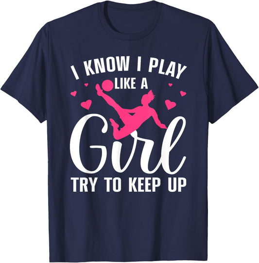 Cool Soccer Girls Soccer Player Football Training T-Shirt - T-Shirt | Navy