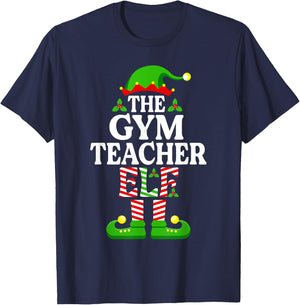 The Gym Teacher Elf Shirt Funny Christmas Family Matching T-Shirt - T-Shirt | Navy