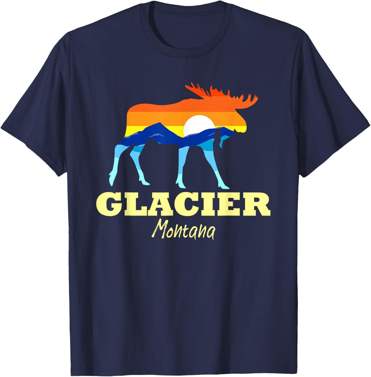 Glacier National Park Moose Glacier Montana Glacier T-Shirt - T-Shirt | Navy