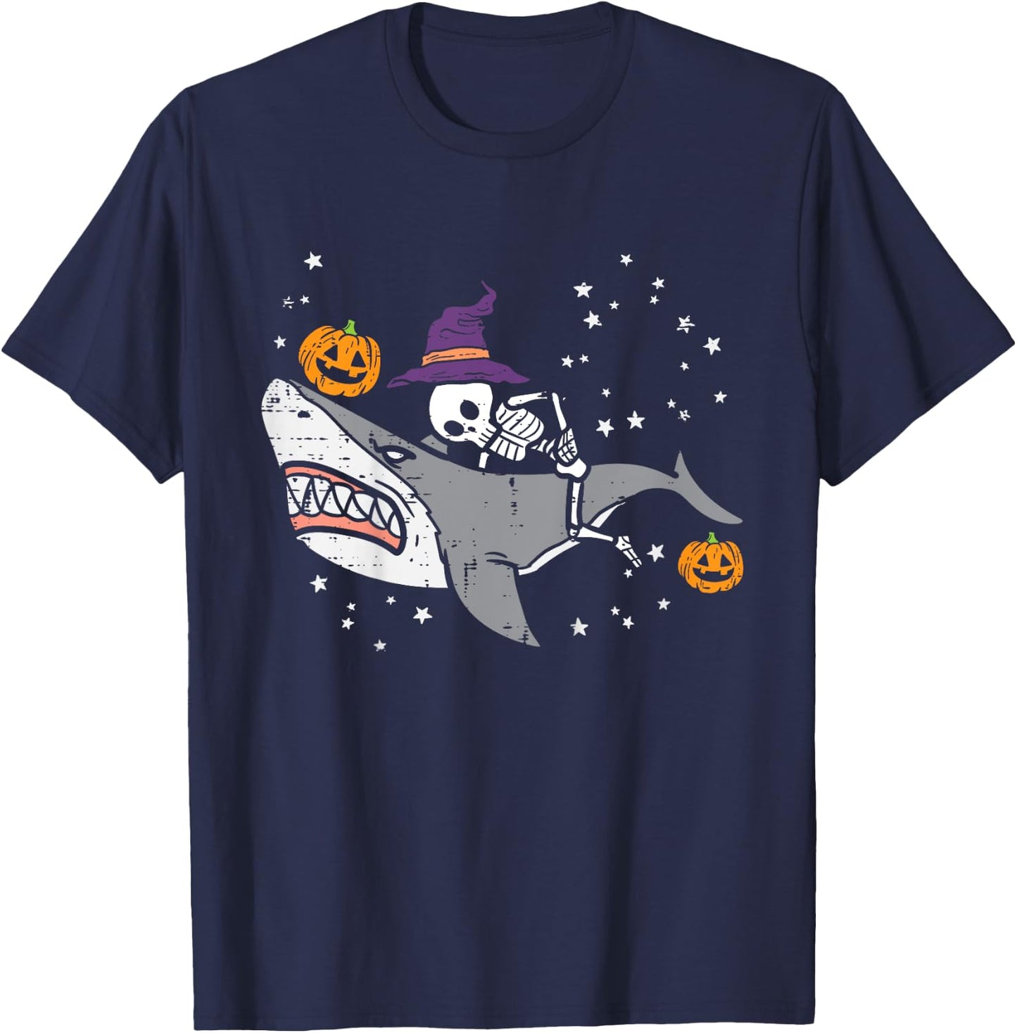 Kids Skeleton On Shark Cute Halloween Costume Toddler Boys Kids T-Shirt - T-Shirt | Navy