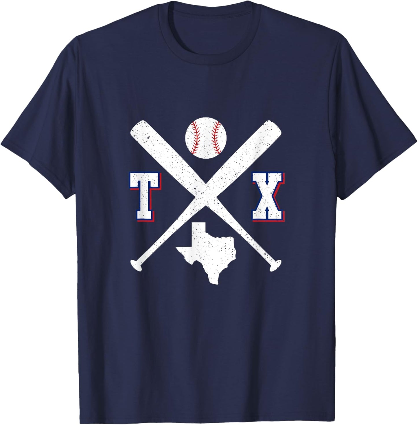 Texas Map TX Sport Vintage Baseball Bats T-Shirt - T-Shirt | Navy