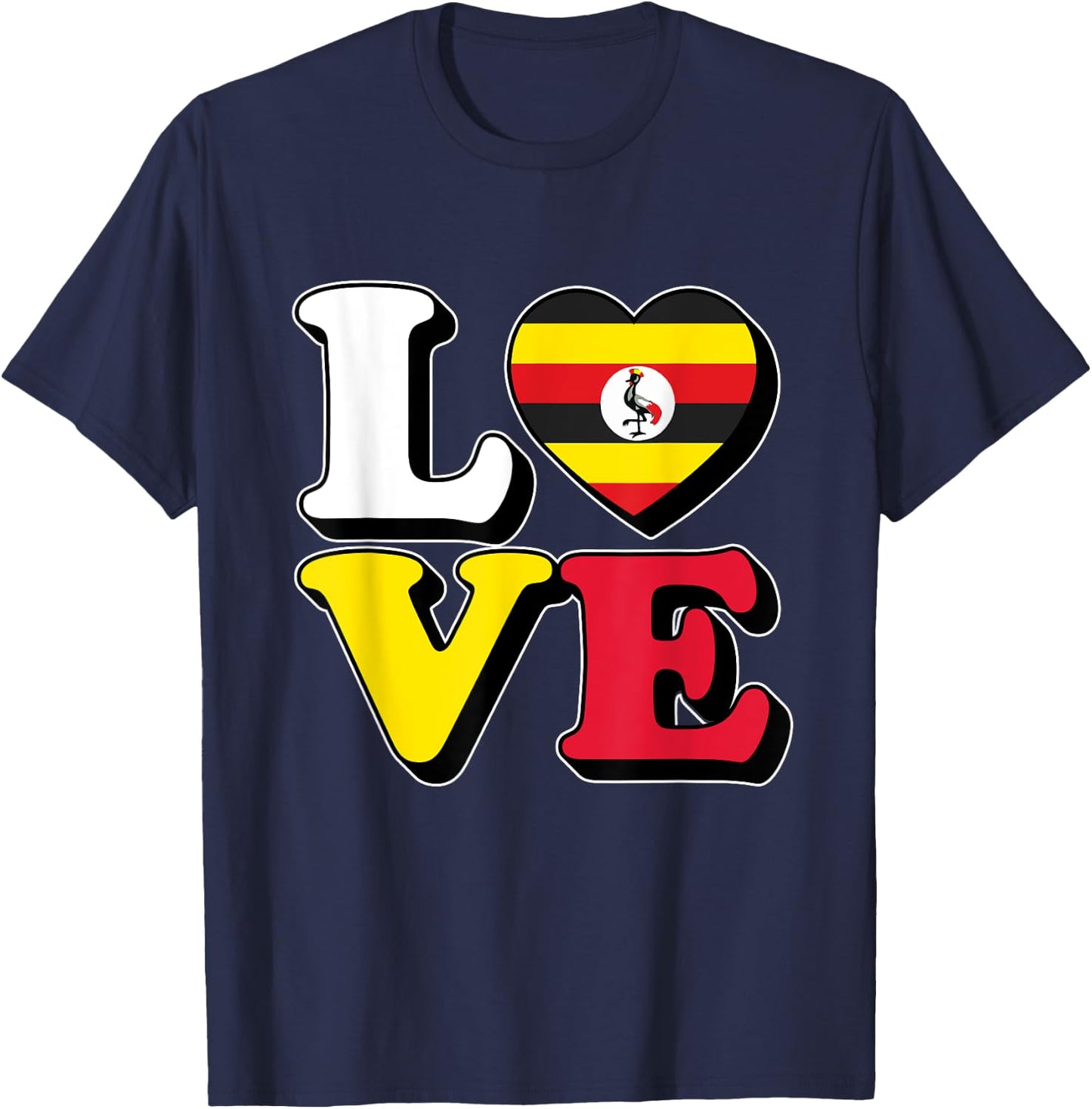 I Love Uganda Travel Souvenir Vacation Trip Ugandan Pride T-Shirt - T-Shirt | Navy