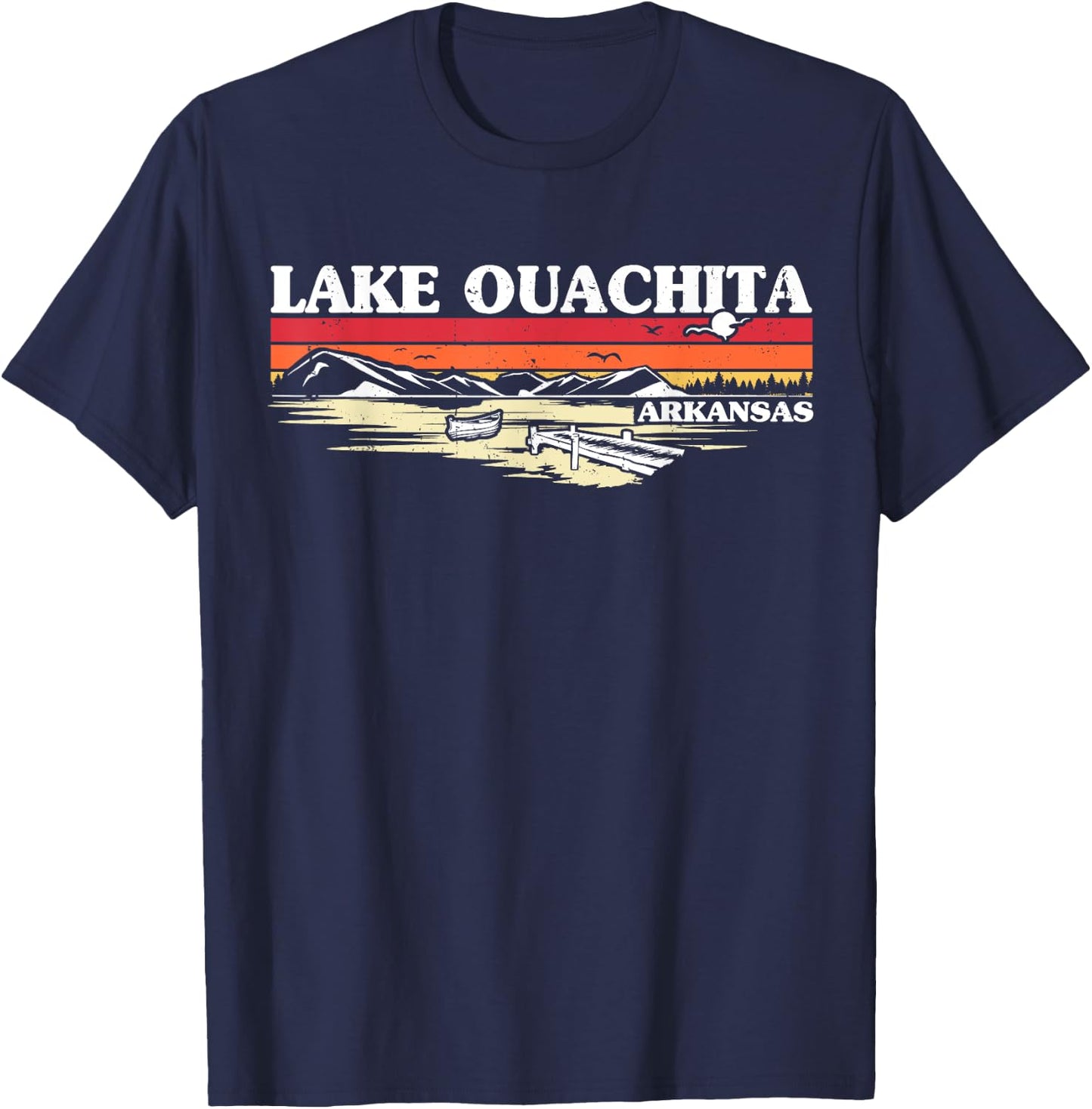 Fishing Boating Camping Lake Vacation Lake Ouachita T-Shirt - T-Shirt | Navy