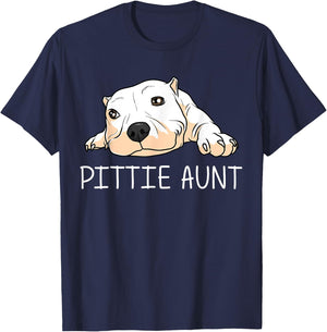 Funny Pitbull Gift Aunt Women Canine Dog Puppy Animal T-Shirt - T-Shirt | Navy