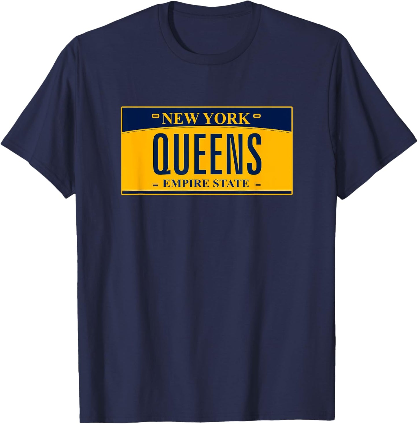 Queens New York License Plate T-Shirt - T-Shirt | Navy