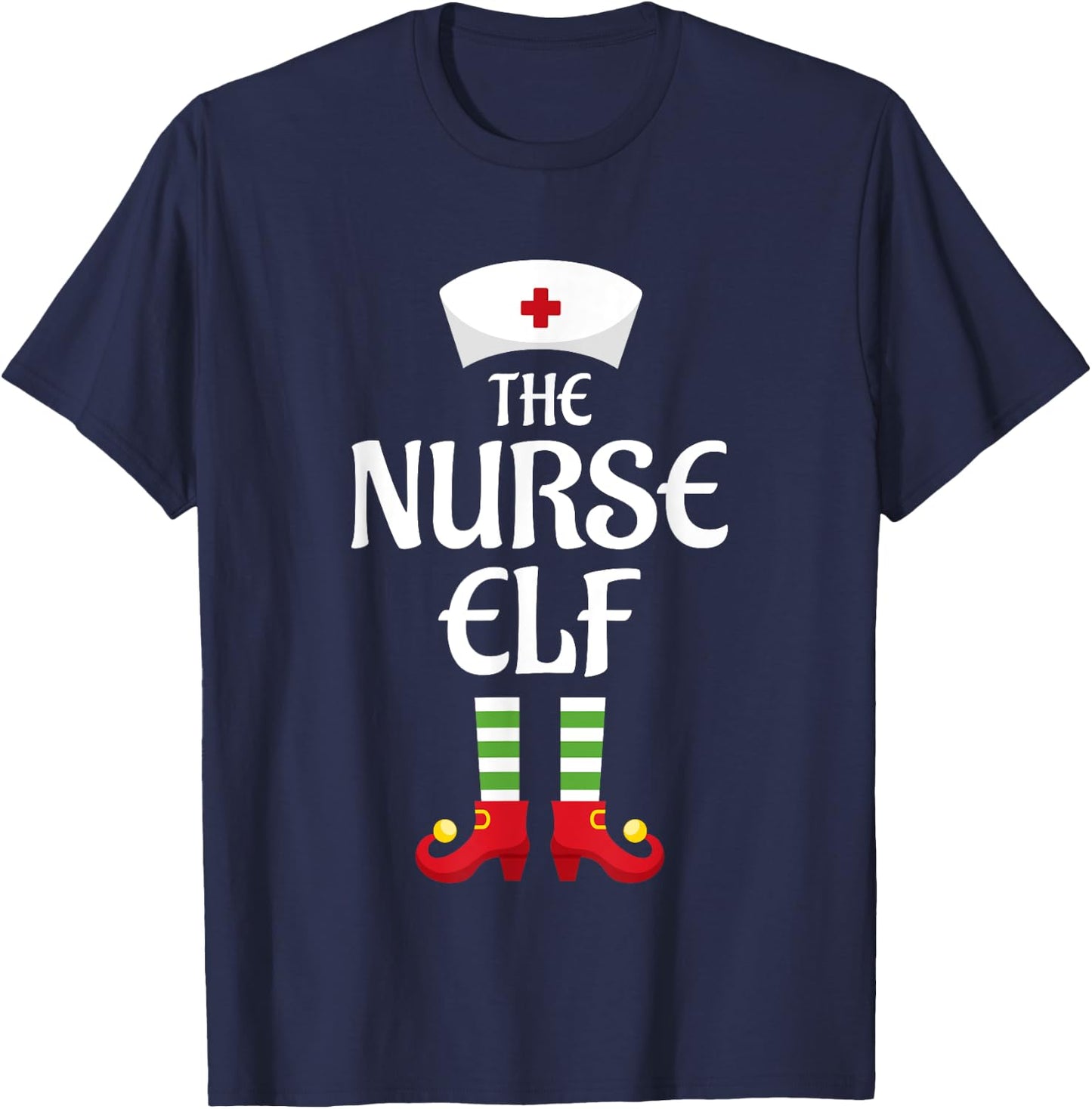 Nurse Elf Family Matching Group Christmas T-Shirt - T-Shirt | Navy