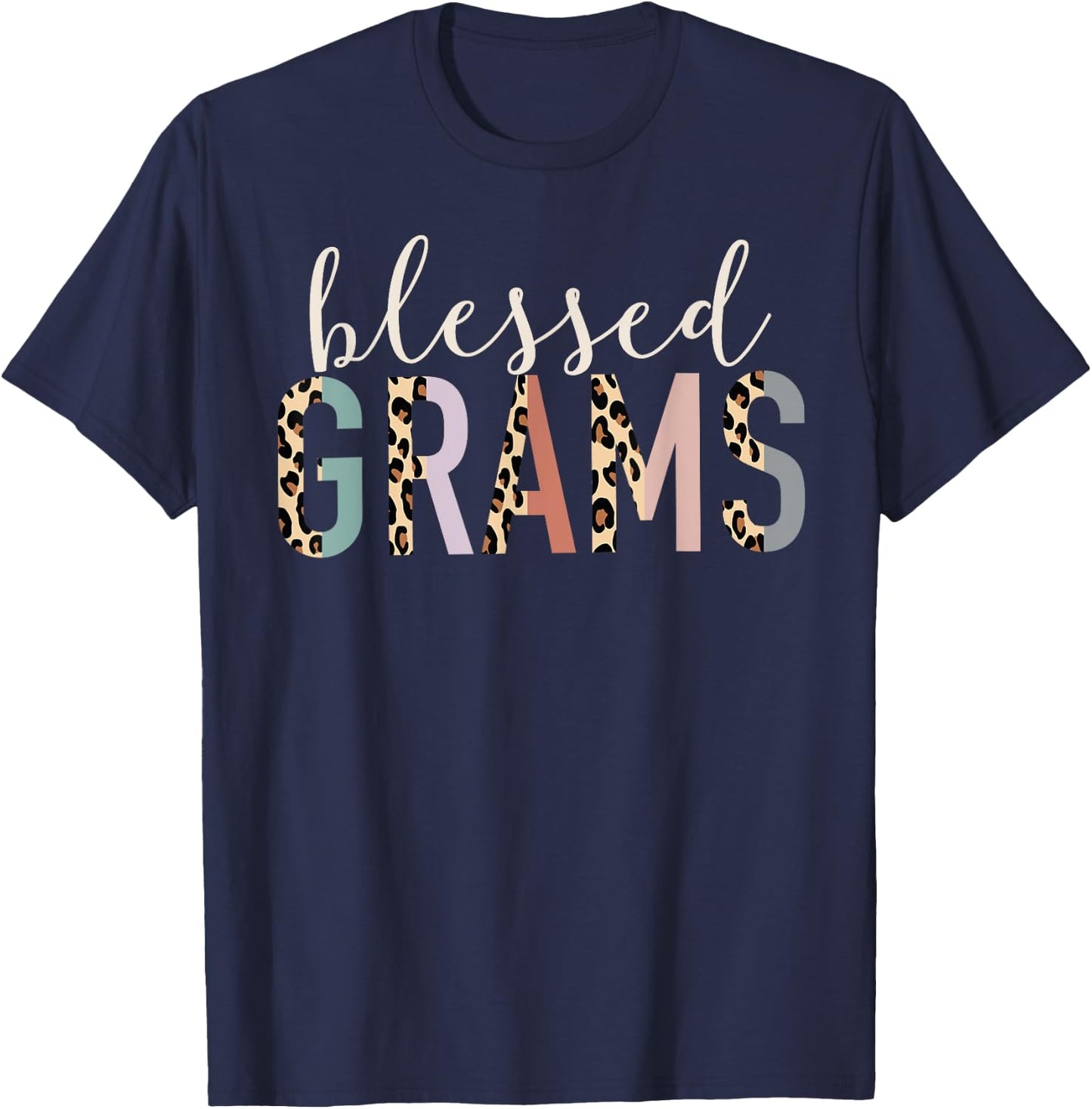 Blessed Grams Cute Leopard Print T-Shirt - T-Shirt | Navy