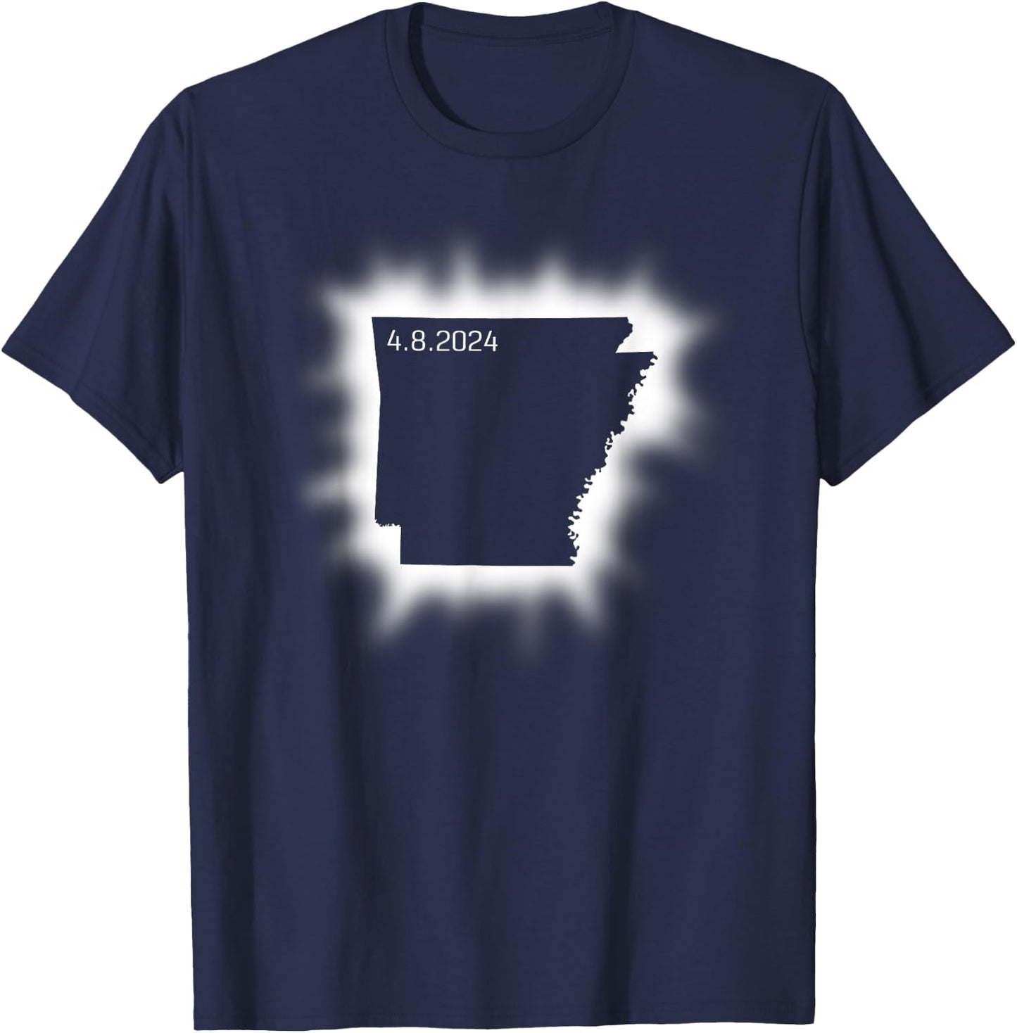 Arkansas Solar Eclipse April 8, 2024 State Outline Total T-Shirt - T-Shirt | Navy