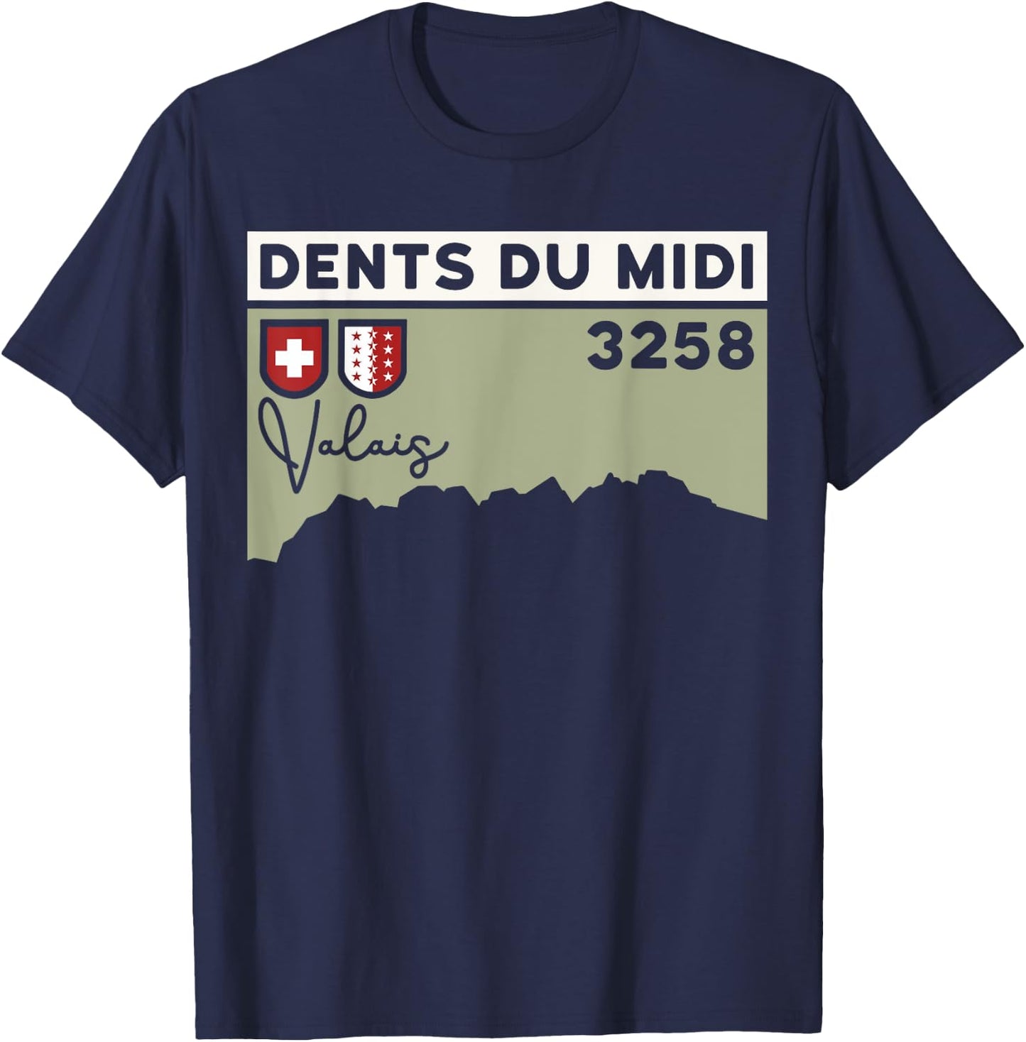 Mount Dents du Midi Hike Climbing Valais Swiss Hiking Gifts T-Shirt - T-Shirt | Navy