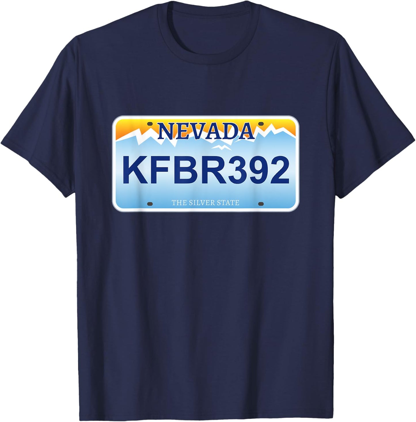 KFBR392 Nevada License Plate Funny Movie Reference T-Shirt - T-Shirt | Navy