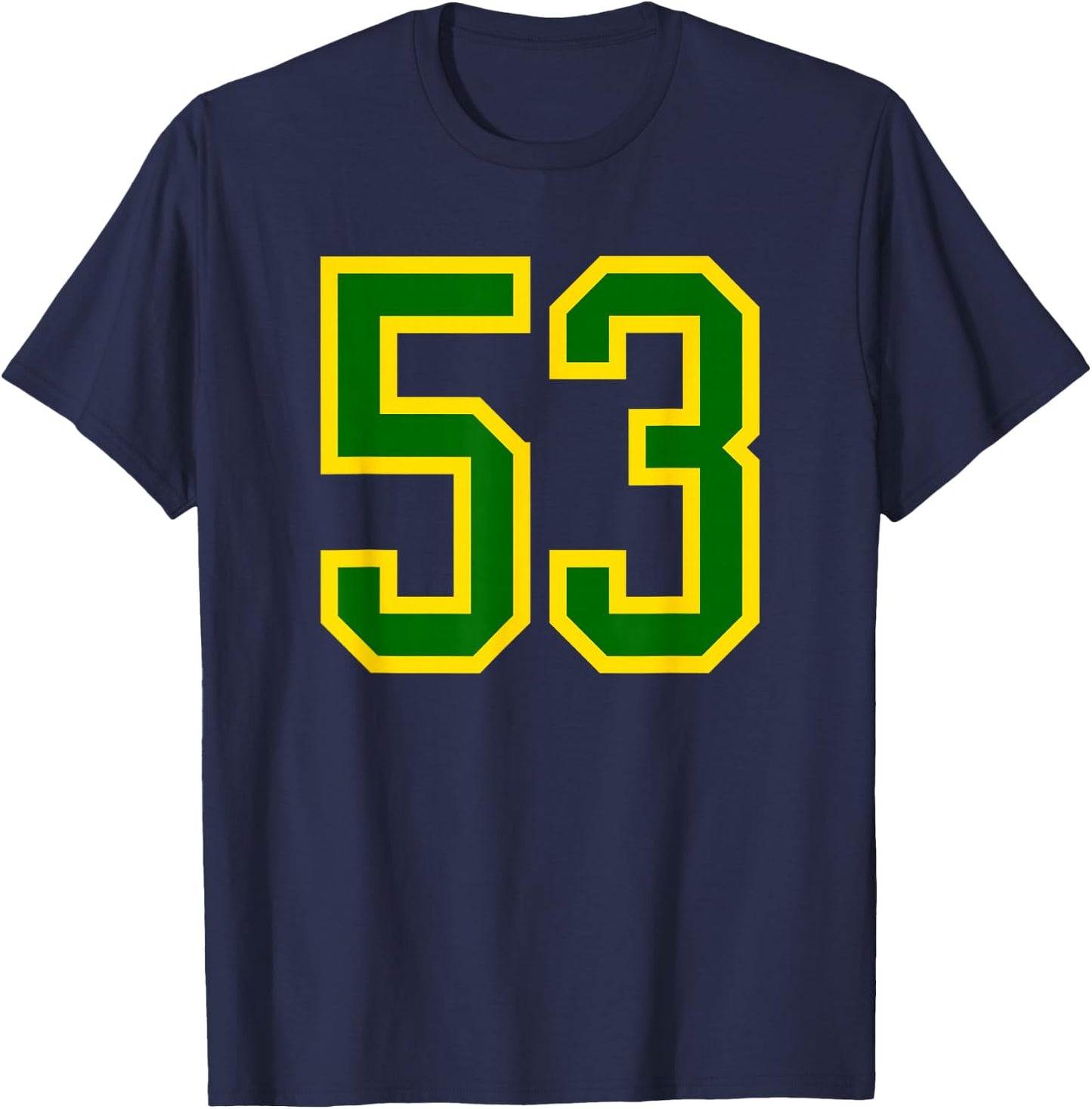 Green Yellow Sport Team Number #53 T-Shirt - T-Shirt | Navy