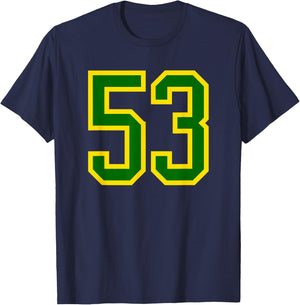 Green Yellow Sport Team Number #53 T-Shirt - T-Shirt | Navy