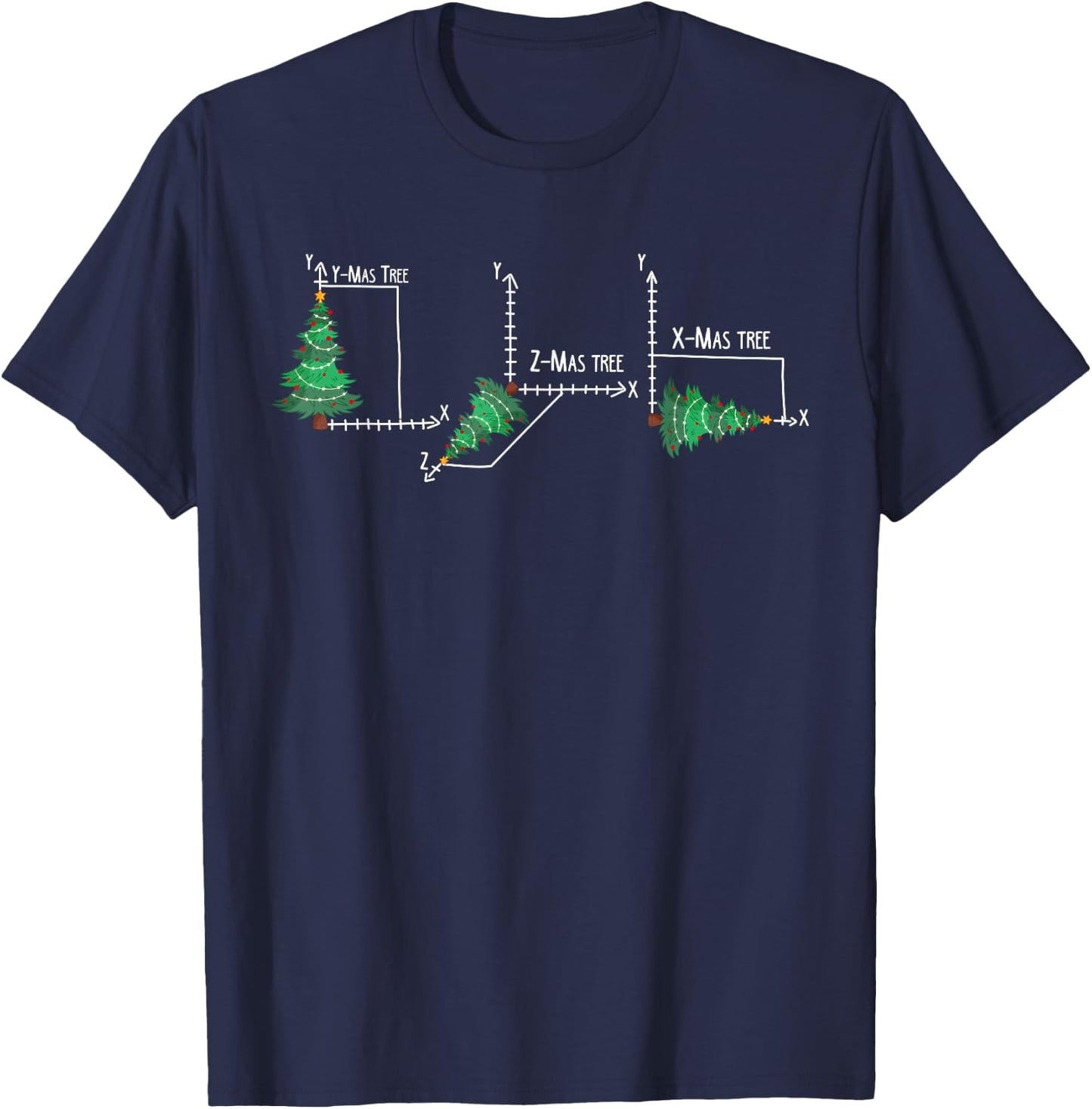 Merry X-Mas Tree Math Funny Christmas Math Teacher T-Shirt - T-Shirt | Navy