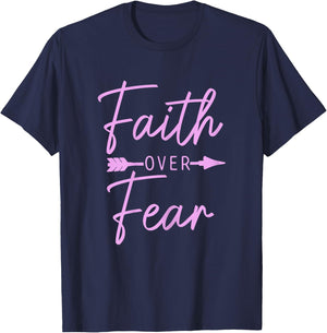 Faith Over Fear Christian Pastor Religious Bible Verse T-Shirt - T-Shirt | Navy