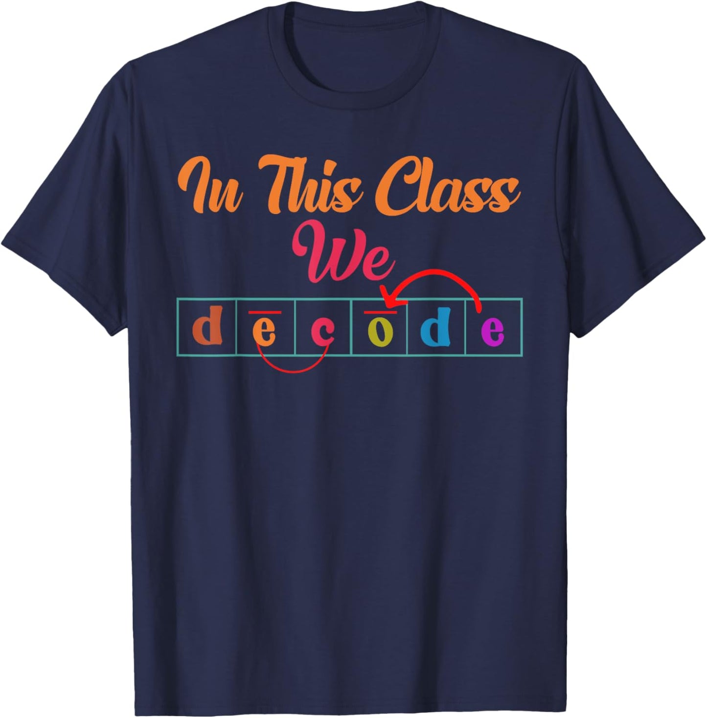 In This Class We Decode Reading Specialist Literacy Coach T-Shirt - T-Shirt | Navy
