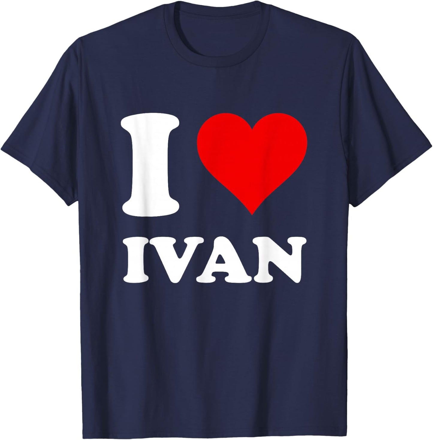 I Heart Ivan Women's Black I Love Ivan Modern Letter Print T-Shirt - T-Shirt | Navy