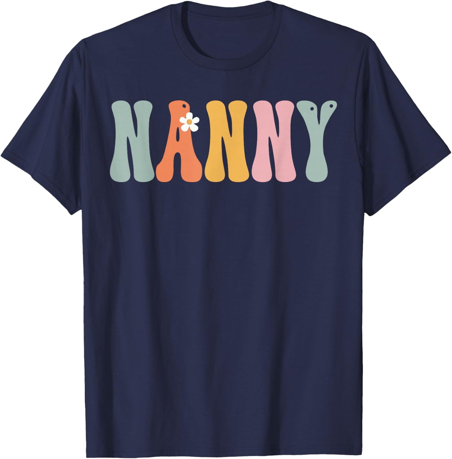 Nanny Week Retro Groovy Appreciation Day For Work T-Shirt - T-Shirt | Navy