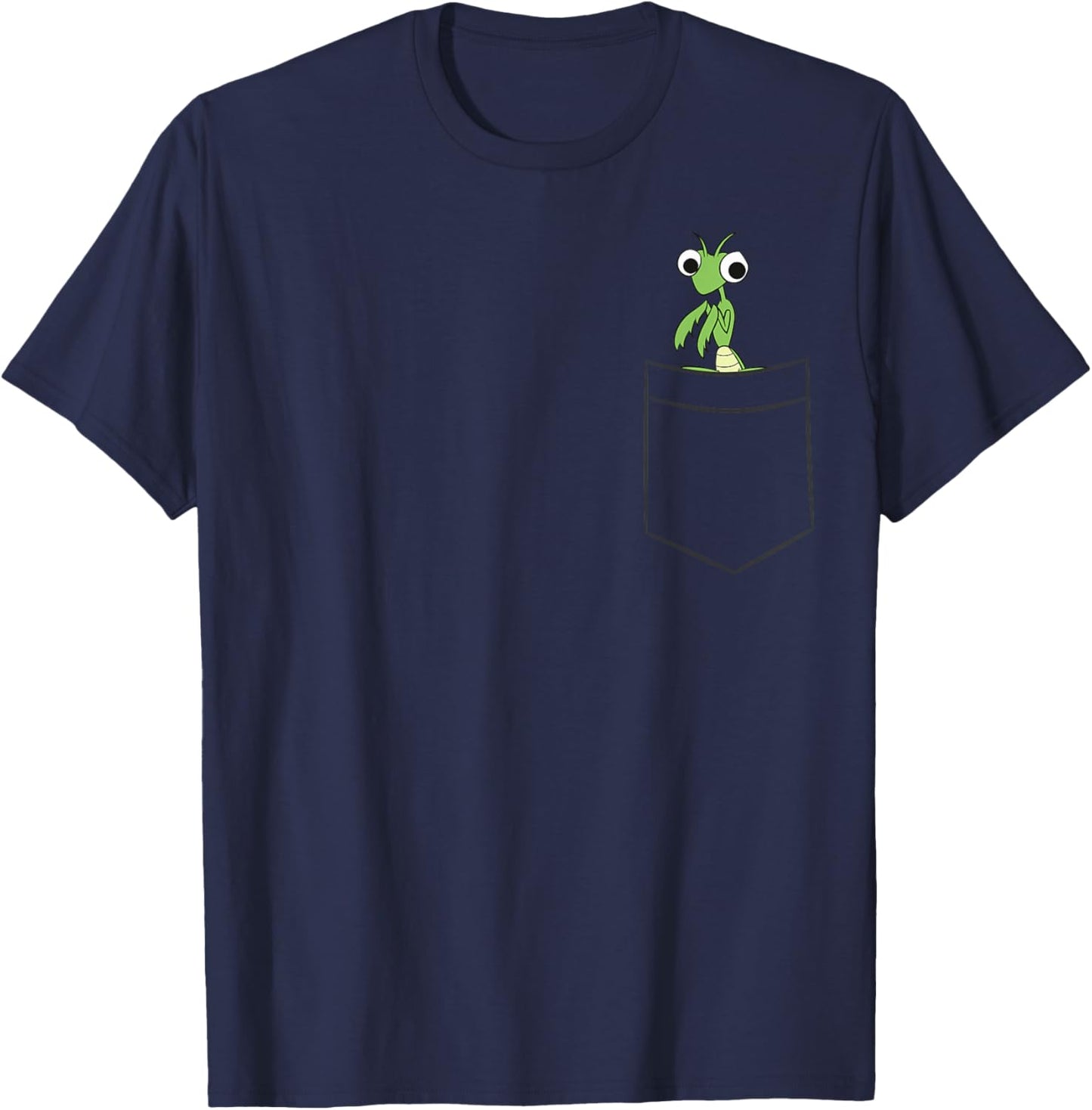 Praying Mantis In The Pocket Grasshopper Insect In Pocket T-Shirt - T-Shirt | Navy
