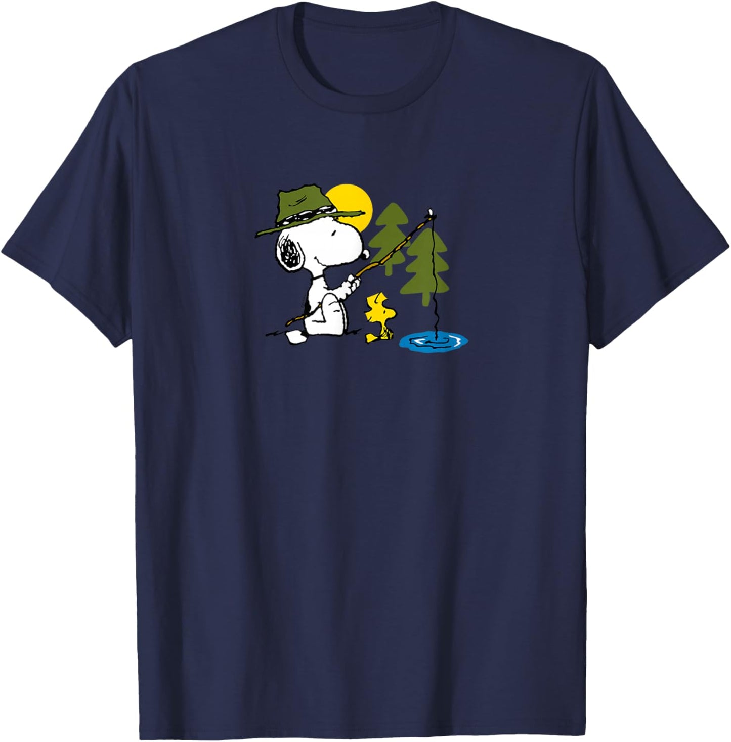 Peanuts - Snoopy Woodstock Fishing T-Shirt - T-Shirt | Navy